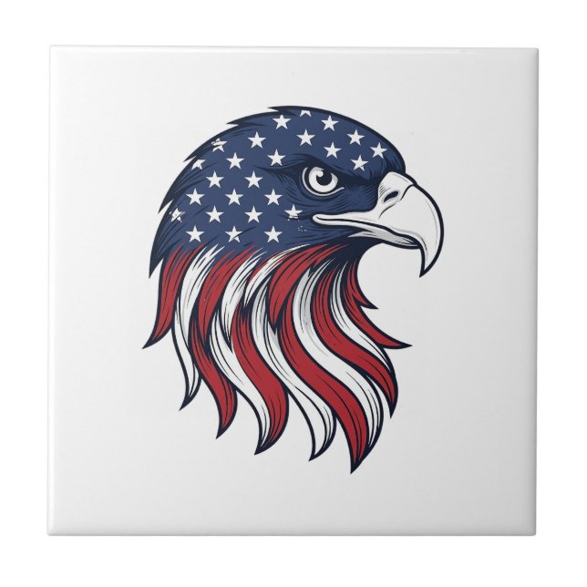 Patriotisk Örnflagga Vektor Design för Vit Tröja Kakelplatta (Framsidan)
