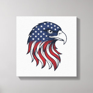 Patriotisk Örnflagga Vektordesign för Vit Tröja Canvastryck
