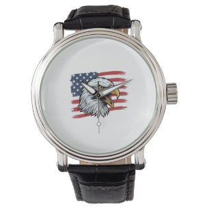 Patriotisk Örnflagga Vintage Vektor Design_1 Armbandsur