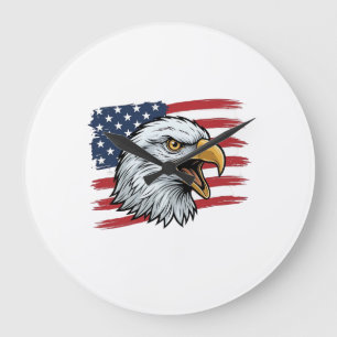 Patriotisk Örnflagga Vintage Vektor Design_1 Stor Klocka
