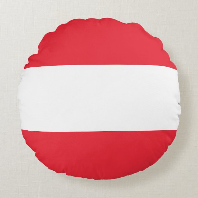 Patriotisk österrikisk flagga rund kudde (Framsidan)