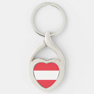 Patriotisk österrikisk flagga twisted heart silverfärgad nyckelring