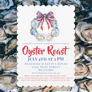 Patriotisk Oyster Roast-inbjudan med Oyster Wreath Inbjudningar