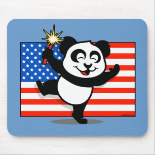 Patriotisk Panda med amerikanska flaggan Musmatta
