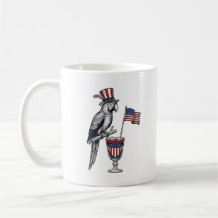 Patriotisk papegojscocktail vintage vektor design_ kaffemugg