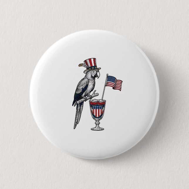 Patriotisk papegojscocktail vintage vektor design_ knapp (Framsida)