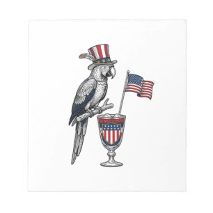 Patriotisk papegojscocktail vintage vektordesign_1 anteckningsblock