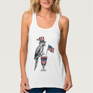 Patriotisk papegojscocktail vintage vektordesign_1 linne med racerback 