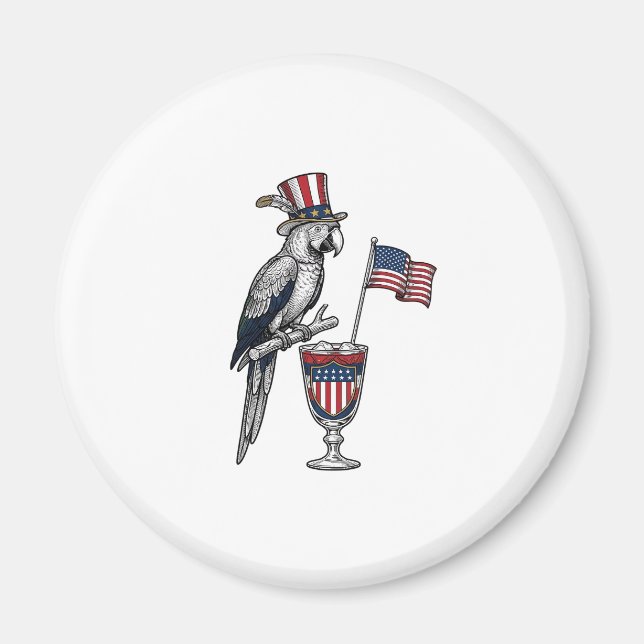 Patriotisk papegojscocktail vintage vektordesign_1 magnet (Framsidan)
