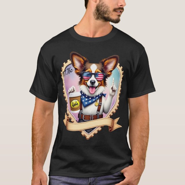 Patriotisk Papillon med kaffe T Shirt (Framsida)