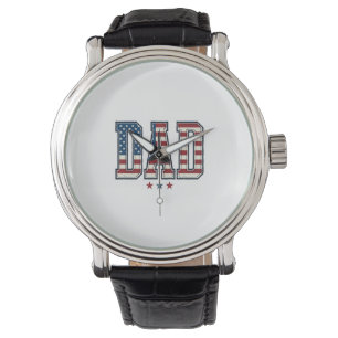 Patriotisk Pappa Amerikansk Flagga Vintage Vektor Armbandsur