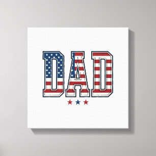 Patriotisk Pappa Amerikansk Flagga Vintage Vektor Canvastryck