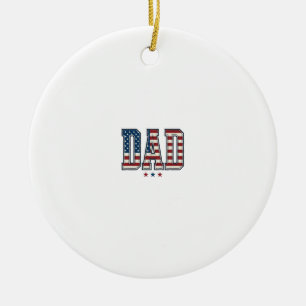 Patriotisk Pappa Amerikansk Flagga Vintage Vektor Julgransprydnad Keramik