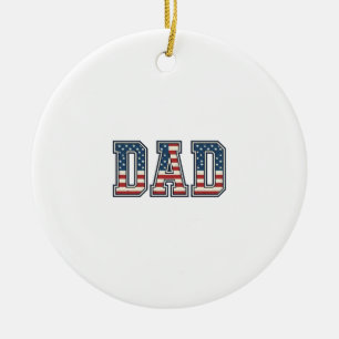 Patriotisk Pappa Flagga Bokstavsvektor Design_1 Julgransprydnad Keramik