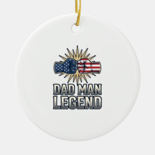 Patriotisk Pappa Man Legend Vintage T-Shirt Design Julgransprydnad Keramik