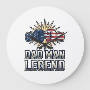 Patriotisk Pappa Man Legend Vintage T-Shirt Design Stor Klocka