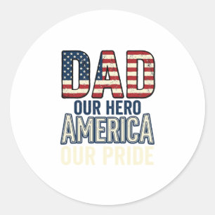 Patriotisk Pappa Vår Hjälte Vintage Fader Tröja De Runt Klistermärke
