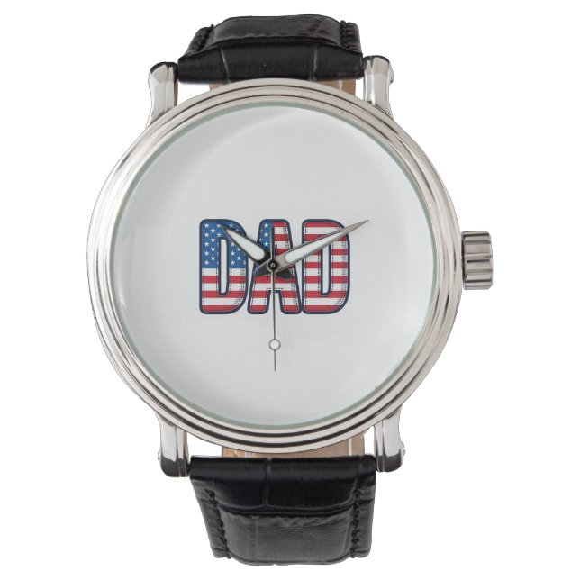 Patriotisk Pappa Vector T-Shirt Design_1 Armbandsur (Framsida)
