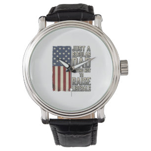Patriotisk Pappa Vintage Flagga Citat T-Shirt Desi Armbandsur