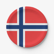 Patriotisk papper platta med flagga av Norge