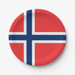 Patriotisk papper platta med flagga av Norge