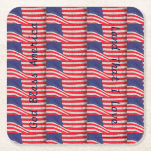 Patriotisk Papper Underlägg, Amerikanska Flaggor Underlägg Papper Kvadrat