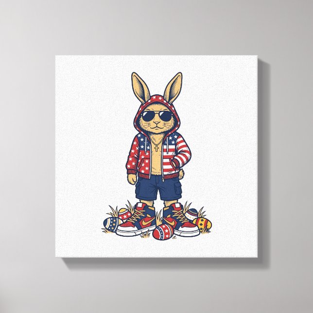 Patriotisk påskharlekin Vintage Vector Tröja_1 Canvastryck (Framsida)