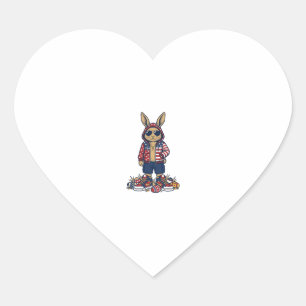 Patriotisk påskharlekin Vintage Vector Tröja_1 Hjärtformat Klistermärke