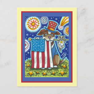 PATRIOTISK PATRIOTISK HUND AV PET-MUS, FUNNY CUTE HELG VYKORT
