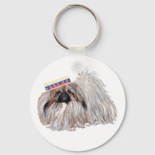 Patriotisk Pekingese Nyckelring