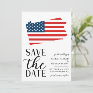 Patriotisk Pennsylvania Destination Bröllop Spara Datumet