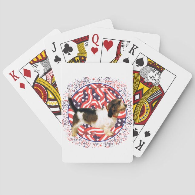 Patriotisk Petit Basset Griffon Vendeen Casinokort (Baksidan)