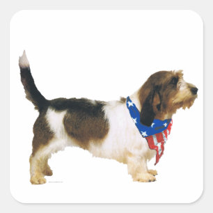 Patriotisk Petit Basset Griffon Vendeen Fyrkantigt Klistermärke