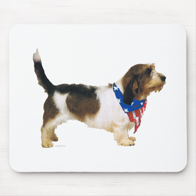 Patriotisk Petit Basset Griffon Vendeen Musmatta (Framsidan)