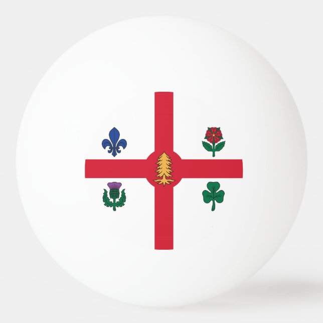 Patriotisk pingisboll med Montréals flagga (Framsidan)