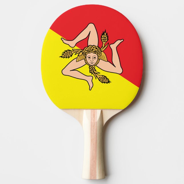 Patriotisk, pingpongpaddel med Flagga av Sicilien Pingisracket (Framsidan)