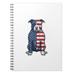 Patriotisk Pit Bull Vintage Gravyr Vektor Design Anteckningsbok