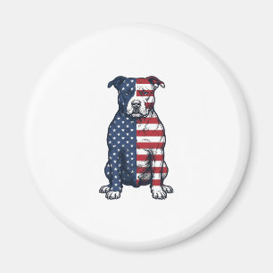 Patriotisk Pit Bull Vintage Gravyr Vektor Design Magnet
