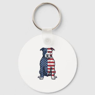 Patriotisk Pit Bull Vintage Gravyr Vektor Design Nyckelring