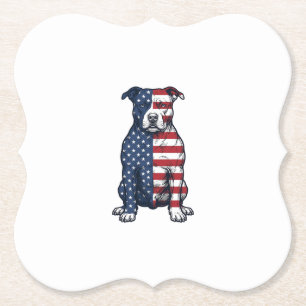 Patriotisk Pit Bull Vintage Gravyr Vektor Design Underlägg Papper