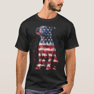 Patriotisk Pitbull Amerikansk Flagga 4:e Juli Hund T Shirt