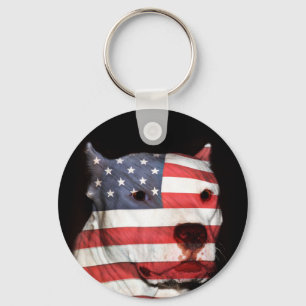 Patriotisk pitbull nyckelring
