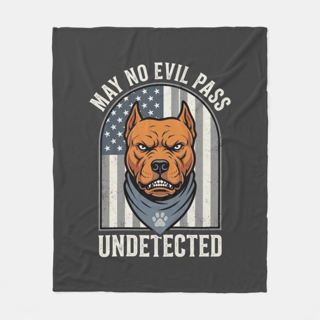 Patriotisk Pitbull Vakt Hund Fleecefilt (Framsidan)