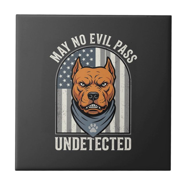 Patriotisk Pitbull Vakt Hund Kakelplatta (Framsidan)