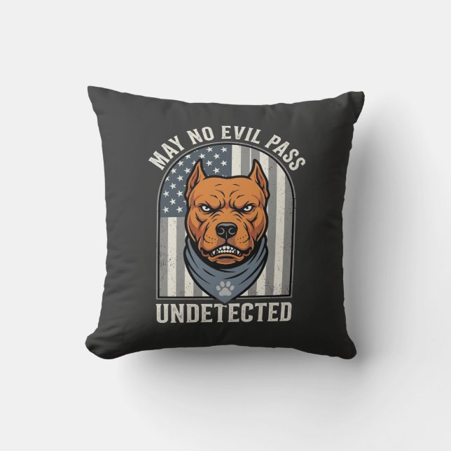 Patriotisk Pitbull Vakt Hund Kudde (Framsida)