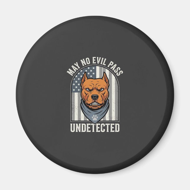 Patriotisk Pitbull Vakt Hund Magnet (Framsidan)
