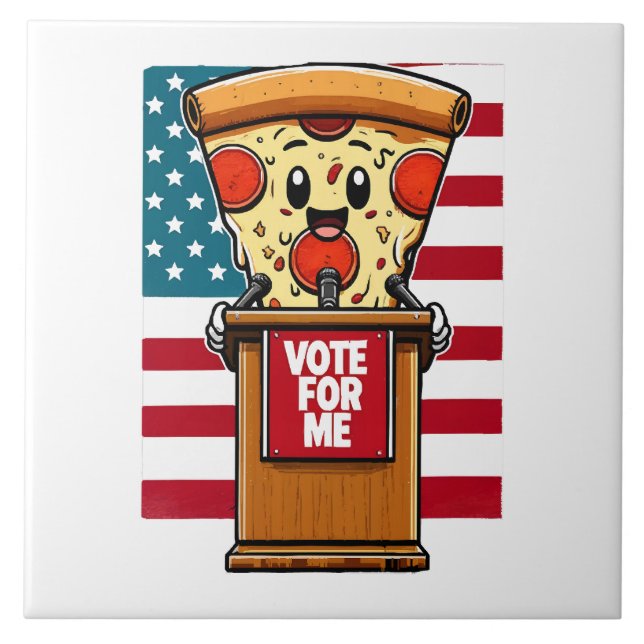patriotisk pizza-omröstning för mig kakelplatta (Framsidan)