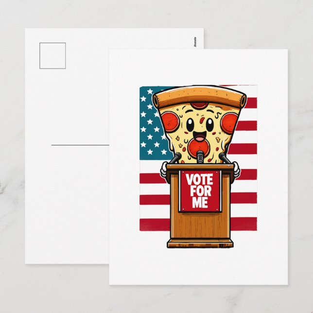 patriotisk pizza rösta på mig helg vykort (Fram/baksida)