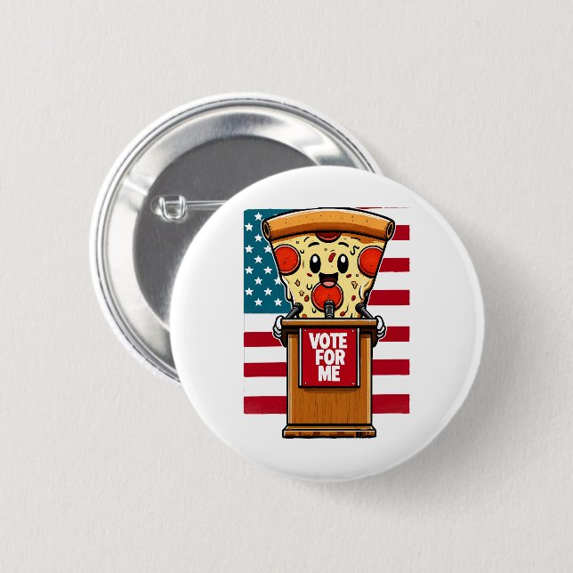patriotisk pizza rösta på mig knapp (Framsida & baksida)