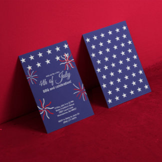 Patriotisk platt grafik 4 juli inbjudningar